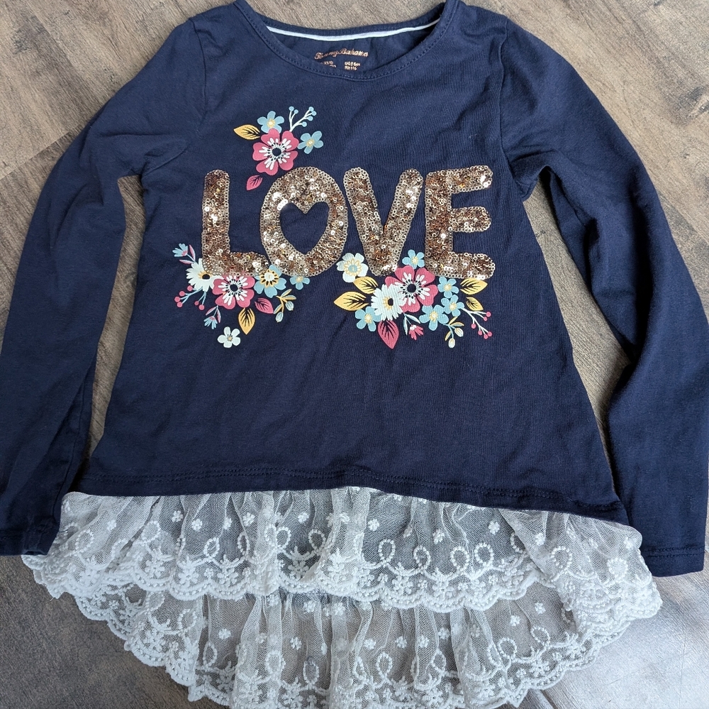 Back To School! Tommy Bahama Girls "Love" Navy Long Sleeve
